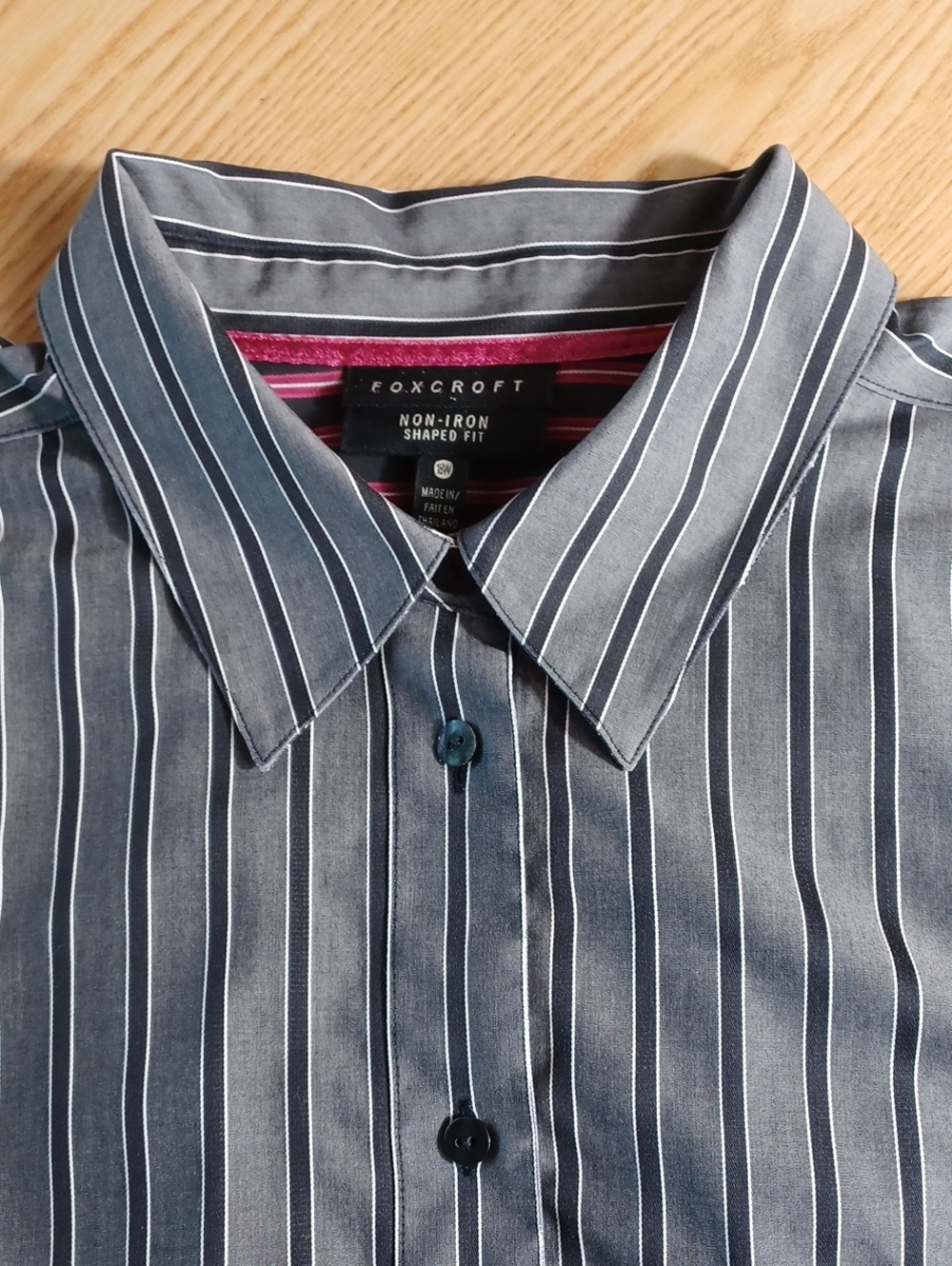 Foxcroft Black & Gray Business / Casual Vertical Stripe Women's Button-Up Shirt - Picture 4 of 16